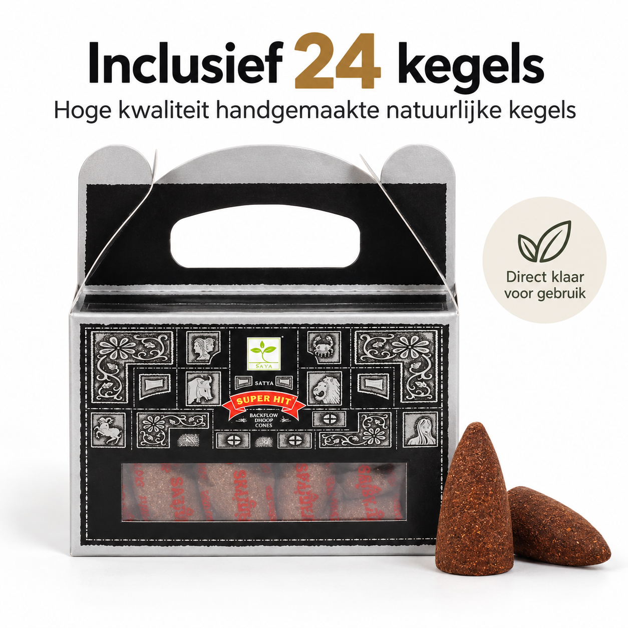 Rookwaterval Shiva - Backflow Wierookhouder - Incl. 24 Satya Wierookkegels - Meditatie, Yoga, Cadeau - Afbeelding 3
