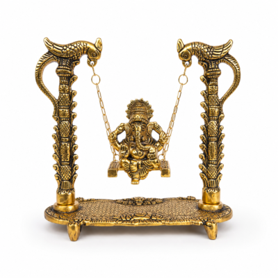 Gouden Ganesha Jhula Beeldje – Luxe Spirituele Schommel Decoratie